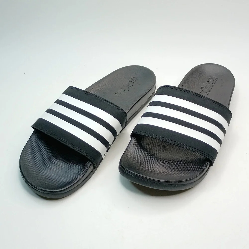 Adidas Adilette Comfort Slides Men Size 8 Black White JS4313 Sportswear